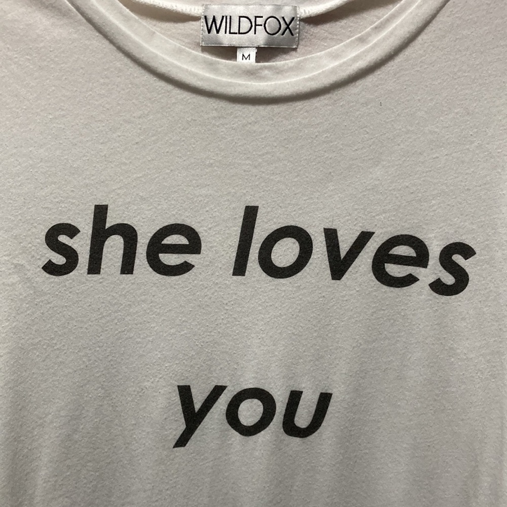 Wildfox Dolls Kill She Loves Me long sleeve white shirt tee Very Soft women’s M - Picture 6 of 7